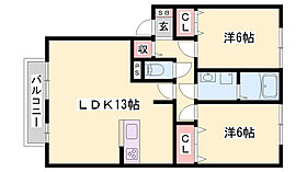 サニーホームズ　Ｂ棟  ｜ 兵庫県姫路市砥堀（賃貸アパート2LDK・2階・57.93㎡） その2