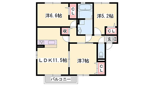 オーハマヴィラ ｜兵庫県姫路市飾磨区阿成中垣内(賃貸アパート3LDK・1階・70.46㎡)の写真 その2