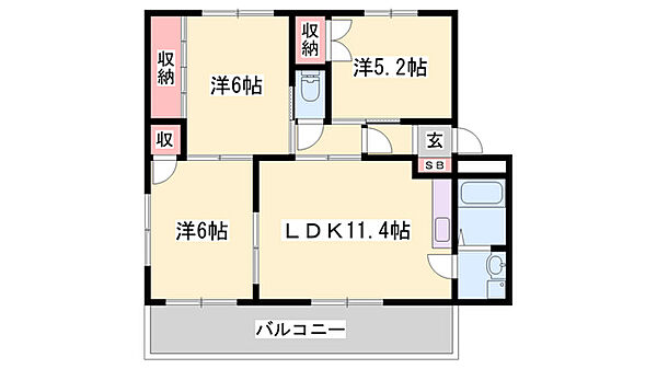 兵庫県たつの市龍野町末政(賃貸アパート3LDK・2階・61.15㎡)の写真 その2