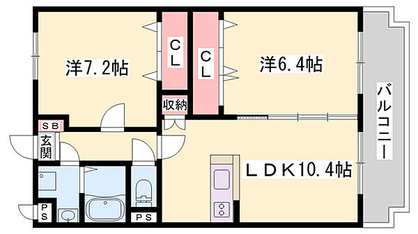 ユーミーくりやま ｜兵庫県姫路市栗山町(賃貸マンション2LDK・2階・57.00㎡)の写真 その2