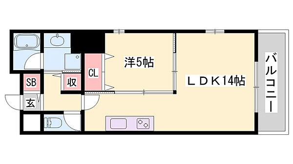 EL-NIDO FUKUZAWA ｜兵庫県姫路市福沢町(賃貸マンション1LDK・7階・45.81㎡)の写真 その2