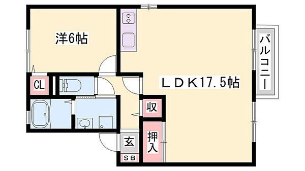 兵庫県加古川市西神吉町岸(賃貸アパート1LDK・2階・53.76㎡)の写真 その2