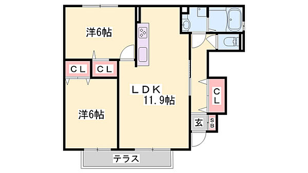 兵庫県西脇市和田町(賃貸アパート2LDK・1階・56.62㎡)の写真 その2