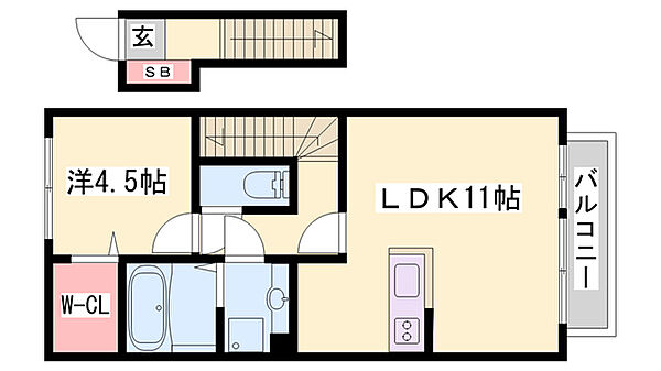 ノワココット ｜兵庫県高砂市高砂町浜田町1丁目(賃貸アパート1LDK・2階・44.46㎡)の写真 その2