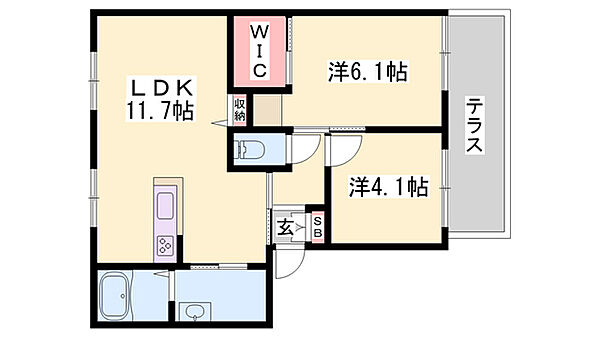 プライムハイツ ｜兵庫県加古川市平岡町一色西2丁目(賃貸アパート2LDK・1階・50.78㎡)の写真 その2