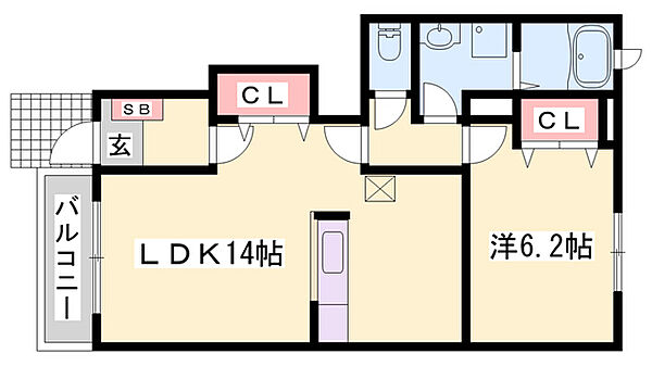 グレイスエクセレンス ｜兵庫県加古川市別府町新野辺北町7丁目(賃貸アパート1LDK・1階・48.19㎡)の写真 その2