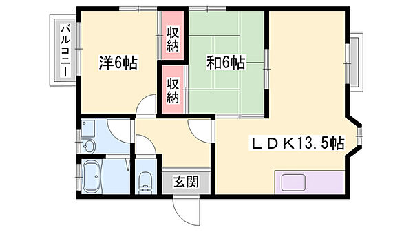 ハウス新町 ｜兵庫県姫路市大津区新町2丁目(賃貸アパート2LDK・2階・58.50㎡)の写真 その2