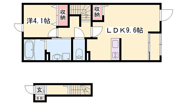 兵庫県加古川市野口町古大内(賃貸アパート1LDK・2階・42.82㎡)の写真 その2