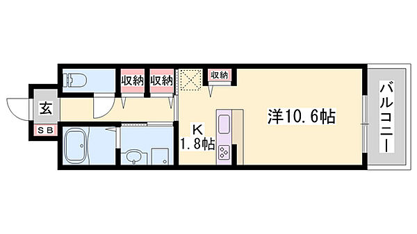 ポーシェガーデン3 ｜兵庫県姫路市飾磨区野田町(賃貸マンション1R・3階・30.96㎡)の写真 その2