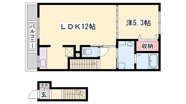 ＤＫ　ＳＥＬＥＣＴ　宝殿　I ｜兵庫県加古川市東神吉町西井ノ口(賃貸アパート1LDK・2階・43.32㎡)の写真 その2