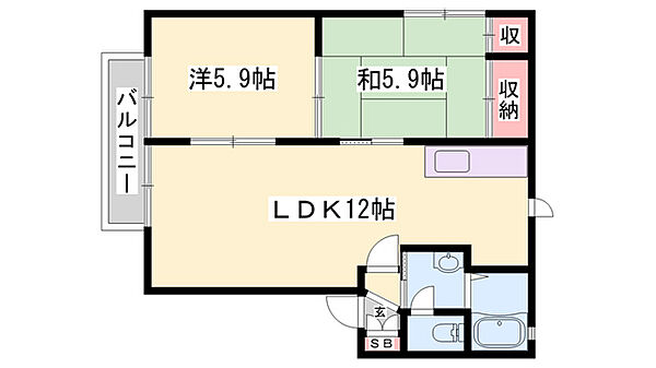 ディアス北新在家 ｜兵庫県姫路市網干区北新在家(賃貸アパート2LDK・1階・50.78㎡)の写真 その2