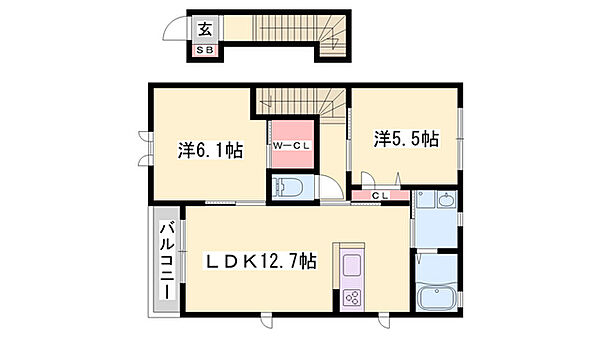 すみれ館 ｜兵庫県加東市上中3丁目(賃貸アパート2LDK・2階・61.63㎡)の写真 その2