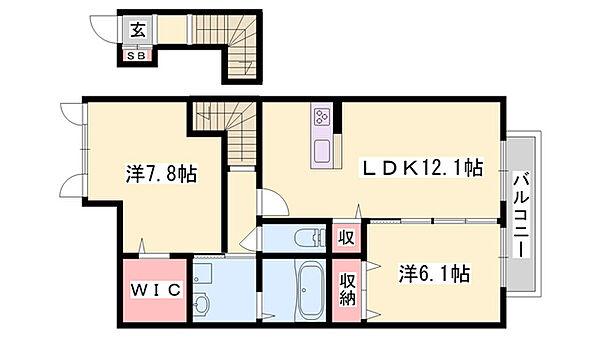 兵庫県姫路市飾磨区山崎(賃貸アパート2LDK・2階・66.90㎡)の写真 その2