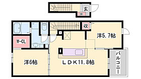 グランチャレットV  ｜ 兵庫県姫路市仁豊野（賃貸アパート2LDK・2階・57.93㎡） その2