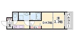 アルティザ姫路 1DKの間取図画像