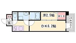 アルティザ姫路 1DKの間取図画像
