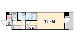 アルティザ姫路 1Kの間取図画像