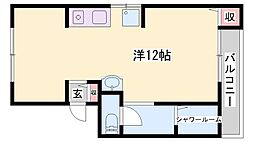 コーポ宮之本 2階ワンルームの間取り