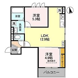 三木市大塚1丁目アパート 2LDKの間取図画像