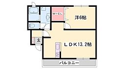 エレガントリヴ 1LDKの間取図画像