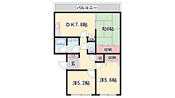 サンハイツ志染 3DKの間取図画像