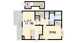 シャン・ド・フルールC棟 1LDKの間取図画像