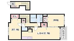 メゾンプラージュ2 2LDKの間取図画像