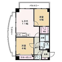 アルコ・ラ・カーサ佃町 2LDKの間取図画像