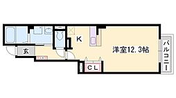 サンリット・ヴィラ神屋 1Kの間取図画像