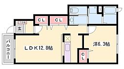 ジェルメ・ウエスト1 1LDKの間取図画像