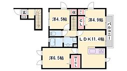 サンライズイン今宿 3LDKの間取図画像