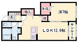 グランドオーヴェスト宇佐崎 1LDKの間取図画像
