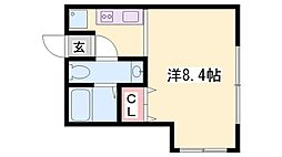 ブルースター 1Kの間取図画像