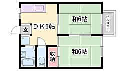 さつきハイツ 2DKの間取図画像