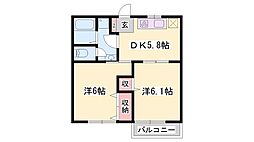 パークサイド1 2DKの間取図画像