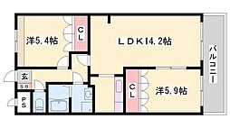 グローリアス 2LDKの間取図画像