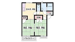 フレグランス明石西 2DKの間取図画像