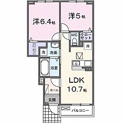サンセールIX B 2LDKの間取図画像