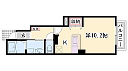 メゾンジェルメ 1Kの間取図画像