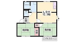 リトルフォレスト御立D棟 2LDKの間取図画像