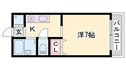 パセオ柿山伏 1Kの間取図画像