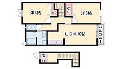 マーベラスB 2LDKの間取図画像