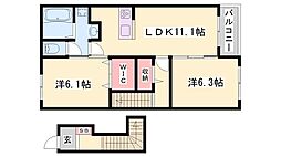 インプレスヴィラ3 2LDKの間取図画像