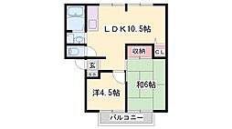 カサベルデ中澤B棟 2LDKの間取図画像