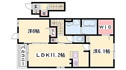 メゾンアリービオ 2LDKの間取図画像