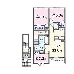 メゾングレーヌ東觜崎駅前A 2LDKの間取図画像