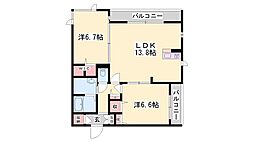 リバーツリー 2LDKの間取図画像