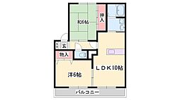 グランシャリオA棟 2LDKの間取図画像