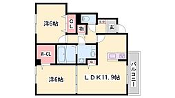 パストラル小野 2LDKの間取図画像