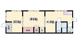 冨士アパート 2Kの間取図画像